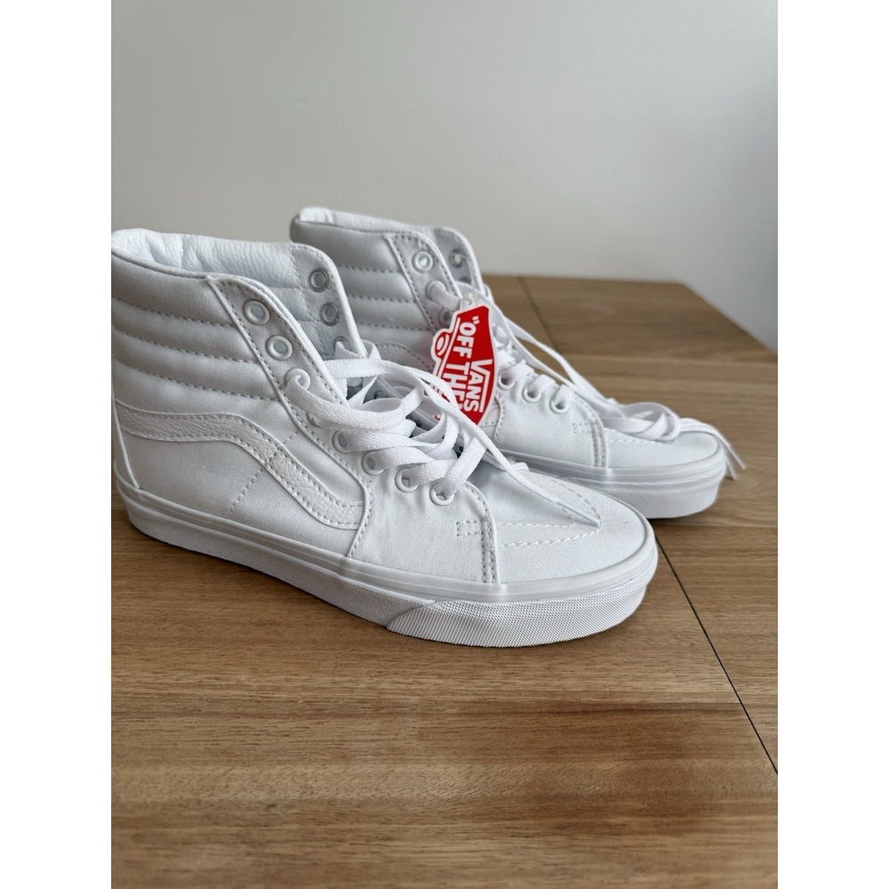 Vans Sk8-Hi True White Canvas High Top Sneakers Men's 5.5 Women's 7 New Triple